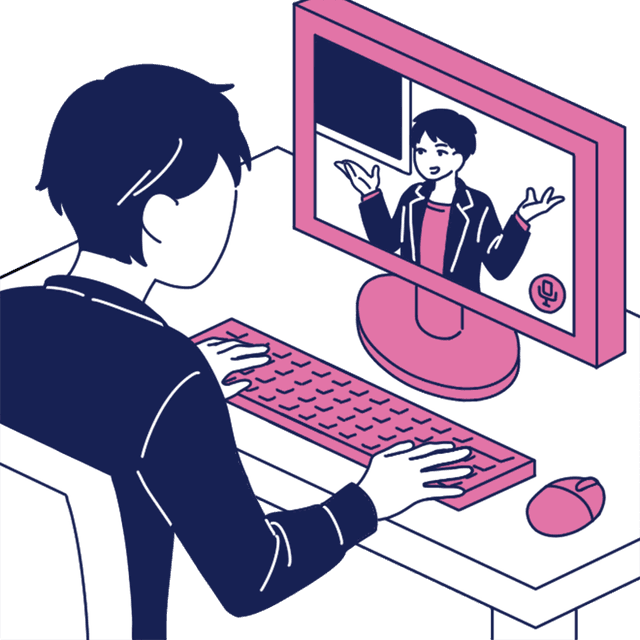 男性がZEN Studyを操作しているイラスト