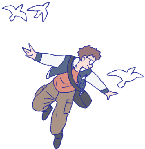 イラスト 白鳥と男性